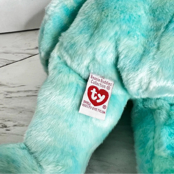 ty Beanie Original Buddy Ariel Bear Heathered Blue Green Size 14" Vintage Memory - Picture 12 of 14